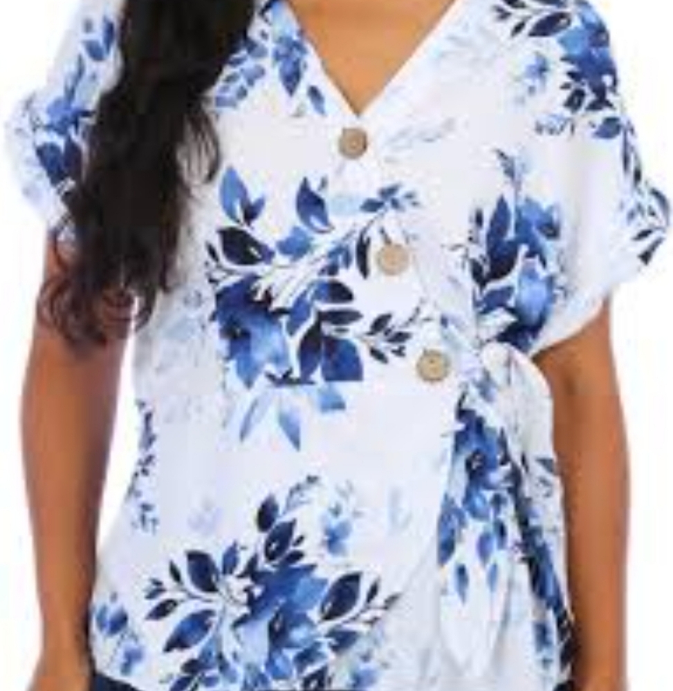 Ellen Tracy Flutter Sleeve Linen Blouse Size Large